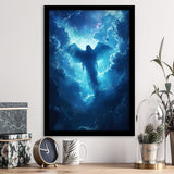 Blue Angel Flying In Heaven Painting, Framed Art Prints Wall Art Decor, Framed Picture Print