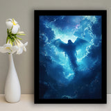 Blue Angel Flying In Heaven Painting, Framed Art Prints Wall Art Decor, Framed Picture Print