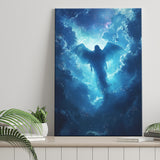 Blue Angel Flying In Heaven Painting, Canvas Prints Wall Art Decor, Painting Canvas