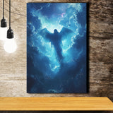 Blue Angel Flying In Heaven Painting, Canvas Prints Wall Art Decor, Painting Canvas