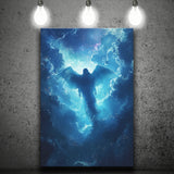 Blue Angel Flying In Heaven Painting, Canvas Prints Wall Art Decor, Painting Canvas