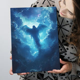 Blue Angel Flying In Heaven Painting, Canvas Prints Wall Art Decor, Painting Canvas