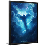 Blue Angel Flying In Heaven Painting, Framed Art Prints Wall Art Decor, Framed Picture Print