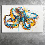 Blue Octopus Watercolor Painting, Canvas Print Wall Art Home Decor, Painting Canvas Art Print