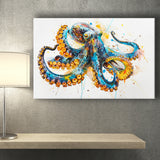 Blue Octopus Watercolor Painting, Canvas Print Wall Art Home Decor, Painting Canvas Art Print