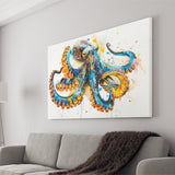 Blue Octopus Watercolor Painting, Canvas Print Wall Art Home Decor, Painting Canvas Art Print
