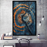 Blue Painting A Close-Up Of An Old Tree Trunk,Framed Art Prints Wall Decor, Picture Framed