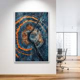 Blue Painting A Close-Up Of An Old Tree Trunk,Framed Canvas Prints Wall Art Decor, Floating Frame