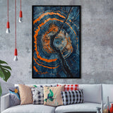 Blue Painting A Close-Up Of An Old Tree Trunk,Framed Art Prints Wall Decor, Picture Framed