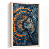 Blue Painting A Close-Up Of An Old Tree Trunk,Framed Canvas Prints Wall Art Decor, Floating Frame