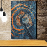 Blue Painting A Close-Up Of An Old Tree Trunk, Canvas Painting, Canvas Print Wall Art Decor
