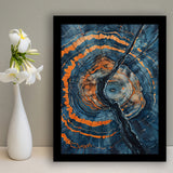 Blue Painting A Close-Up Of An Old Tree Trunk,Framed Art Prints Wall Decor, Picture Framed