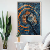 Blue Painting A Close-Up Of An Old Tree Trunk,Framed Canvas Prints Wall Art Decor, Floating Frame