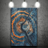 Blue Painting A Close-Up Of An Old Tree Trunk, Canvas Painting, Canvas Print Wall Art Decor