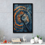 Blue Painting A Close-Up Of An Old Tree Trunk,Framed Canvas Prints Wall Art Decor, Floating Frame