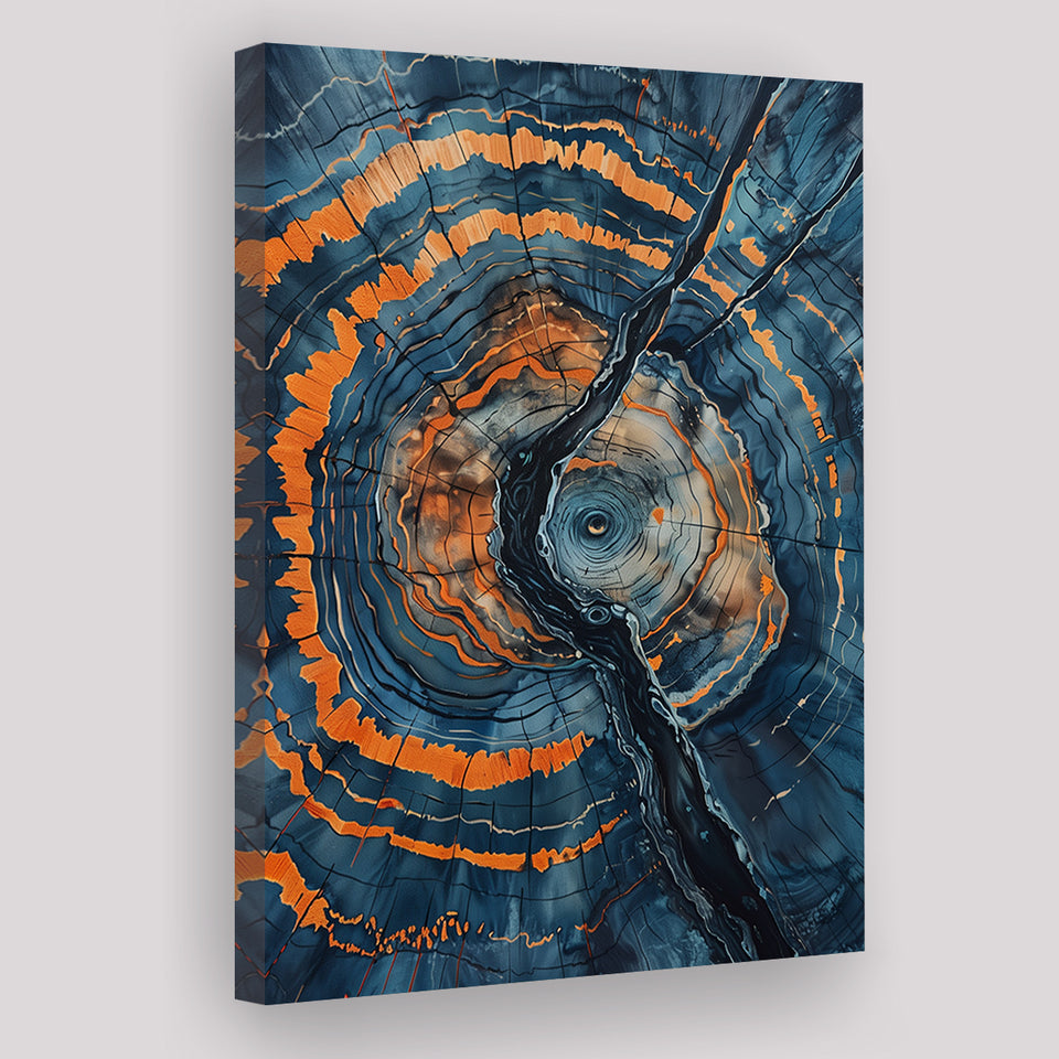 Blue Painting A Close-Up Of An Old Tree Trunk, Canvas Painting, Canvas Print Wall Art Decor