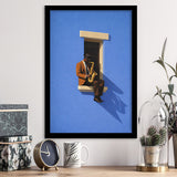 Bold Minimalist Blue Afrocentric, Jazz Wall Art, Aesthetic Home Decor Painting, Framed Art Print, Fine Art Wall Decor