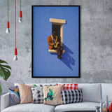 Bold Minimalist Blue Afrocentric, Jazz Wall Art, Aesthetic Home Decor Painting, Framed Art Print, Fine Art Wall Decor