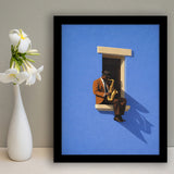 Bold Minimalist Blue Afrocentric, Jazz Wall Art, Aesthetic Home Decor Painting, Framed Art Print, Fine Art Wall Decor