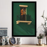 Bold Minimalist Sage Green Afrocentric, Jazz Wall Art, Aesthetic Home Decor Painting, Framed Art Print, Fine Art Wall Decor