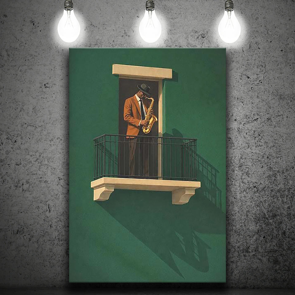 Bold Minimalist Sage Green Afrocentric, Jazz Wall Art, Aesthetic Home Decor Painting, Canvas Print Wall Art, Wall Decor