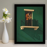 Bold Minimalist Sage Green Afrocentric, Jazz Wall Art, Aesthetic Home Decor Painting, Framed Art Print, Fine Art Wall Decor
