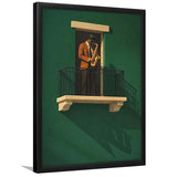 Bold Minimalist Sage Green Afrocentric, Jazz Wall Art, Aesthetic Home Decor Painting, Framed Art Print, Fine Art Wall Decor
