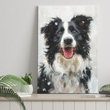 Border Collie Dog Portrait Painting Art, Pet Lover Art, Canvas Prints Wall Art Decor, Painting Canvas