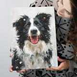 Border Collie Dog Portrait Painting Art, Pet Lover Art, Canvas Prints Wall Art Decor, Painting Canvas