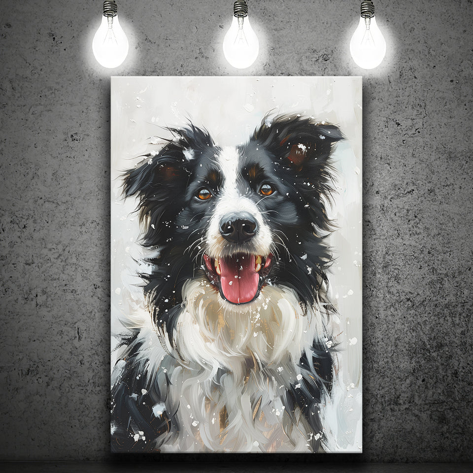 Border Collie Dog Portrait Painting Art, Pet Lover Art, Canvas Prints Wall Art Decor, Painting Canvas