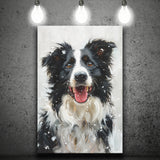 Border Collie Dog Portrait Painting Art, Pet Lover Art, Canvas Prints Wall Art Decor, Painting Canvas