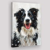 Border Collie Dog Portrait Painting Art, Pet Lover Art, Canvas Prints Wall Art Decor, Painting Canvas