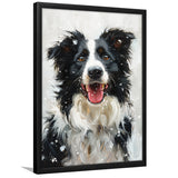 Border Collie Dog Portrait Painting Art, Pet Lover Art, Framed Art Prints Wall Art Decor, Framed Picture Print