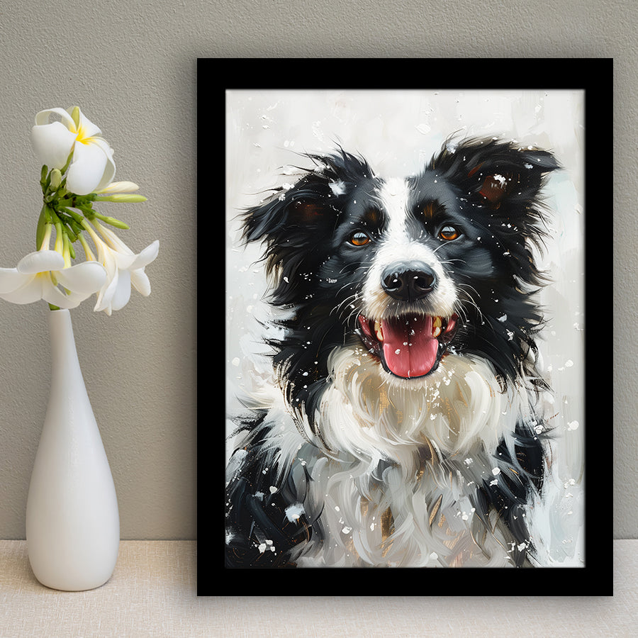 Border Collie Dog Portrait Painting Art, Pet Lover Art, Framed Art Prints Wall Art Decor, Framed Picture Print