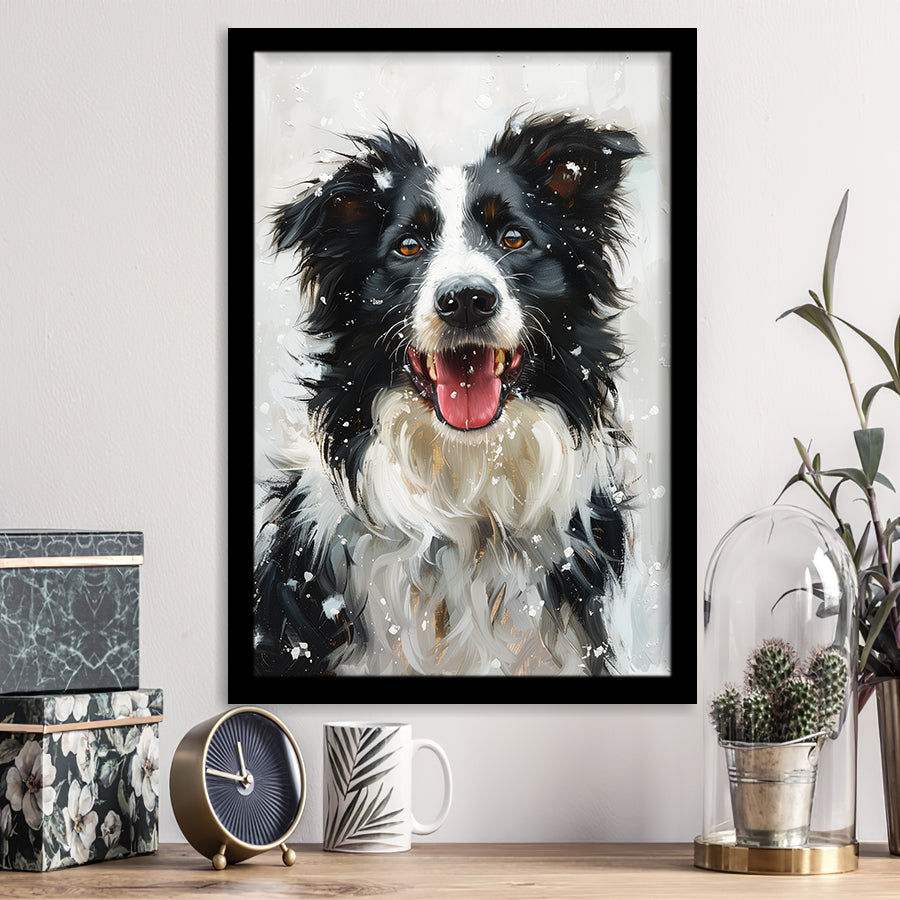 Border Collie Dog Portrait Painting Art, Pet Lover Art, Framed Art Prints Wall Art Decor, Framed Picture Print