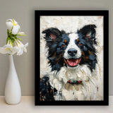 Border Collie Painting, Dog Portrait Painting, Framed Art Prints Wall Art Decor, Framed Picture Print