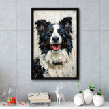 Border Collie Painting, Dog Portrait Painting, Framed Canvas Prints Wall Art Decor, Floating Frame