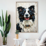 Border Collie Painting, Dog Portrait Painting, Framed Canvas Prints Wall Art Decor, Floating Frame