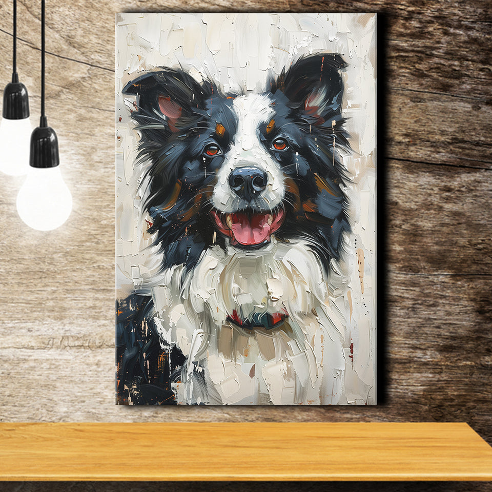 Border Collie Painting, Dog Portrait Painting, Canvas Prints Wall Art Decor, Painting Canvas