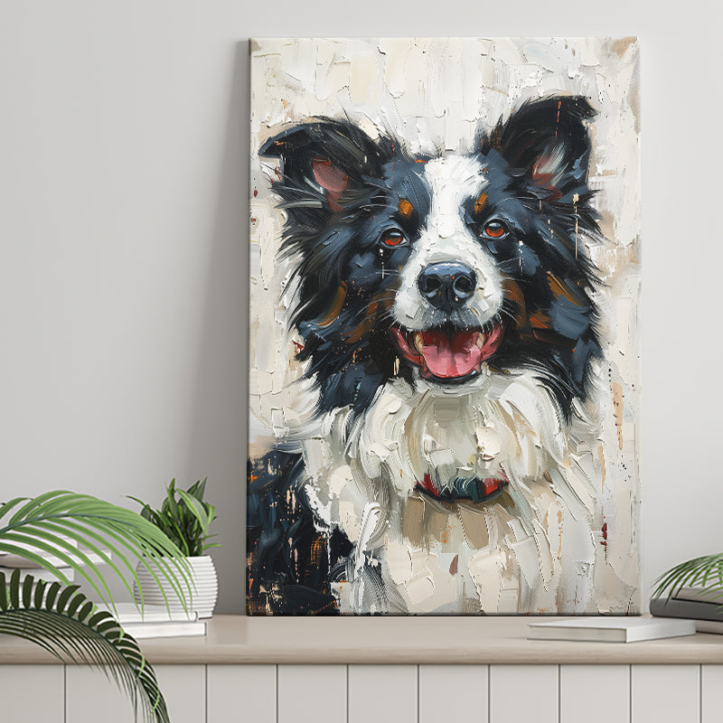 Border Collie Painting, Dog Portrait Painting, Canvas Prints Wall Art Decor, Painting Canvas