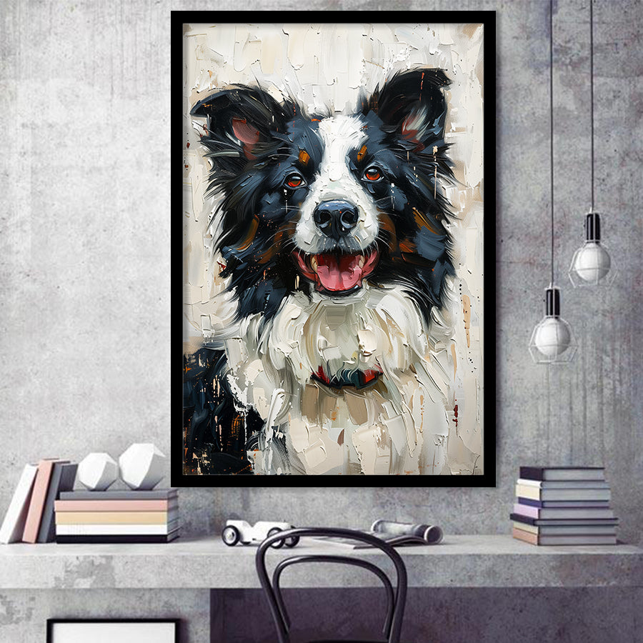 Border Collie Painting, Dog Portrait Painting, Framed Art Prints Wall Art Decor, Framed Picture Print