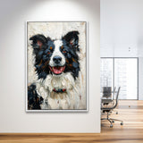 Border Collie Painting, Dog Portrait Painting, Framed Canvas Prints Wall Art Decor, Floating Frame