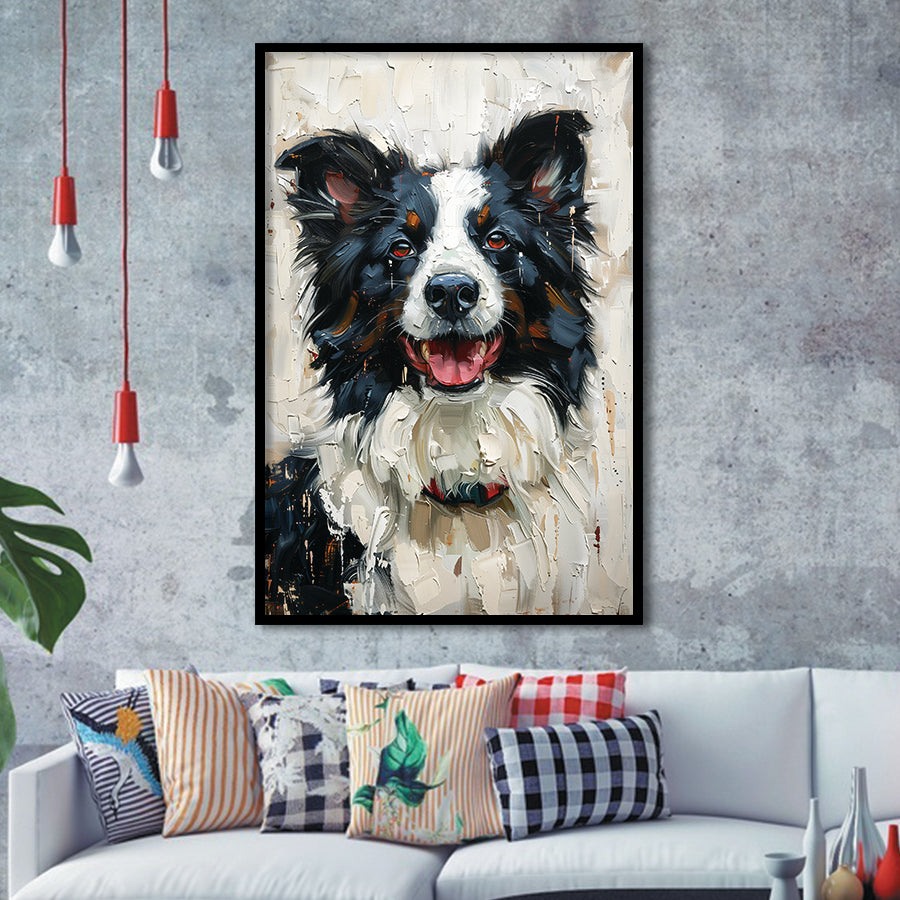 Border Collie Painting, Dog Portrait Painting, Framed Art Prints Wall Art Decor, Framed Picture Print