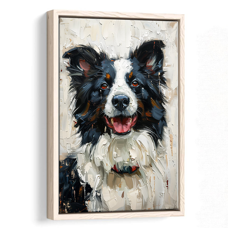 Border Collie Painting, Dog Portrait Painting, Framed Canvas Prints Wall Art Decor, Floating Frame