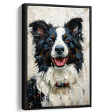 Border Collie Painting, Dog Portrait Painting, Framed Canvas Prints Wall Art Decor, Floating Frame