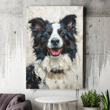 Border Collie Painting, Dog Portrait Painting, Canvas Prints Wall Art Decor, Painting Canvas