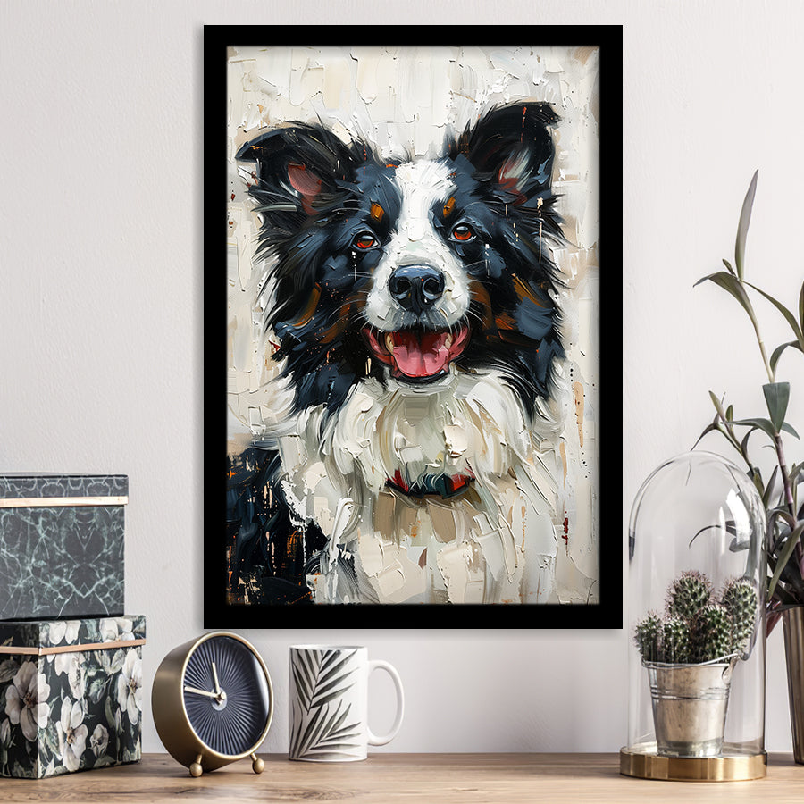 Border Collie Painting, Dog Portrait Painting, Framed Art Prints Wall Art Decor, Framed Picture Print
