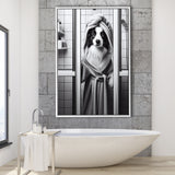 Border Collie Framed Canvas Prints Wall Art, Bathroom Framed Art Print, Border Collie Art