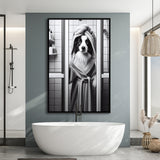 Border Collie Framed Canvas Prints Wall Art, Bathroom Framed Art Print, Border Collie Art
