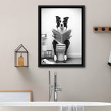 Border Collie Framed Canvas Prints Wall Art, Funny Bathroom Decor, Animal In Toilet